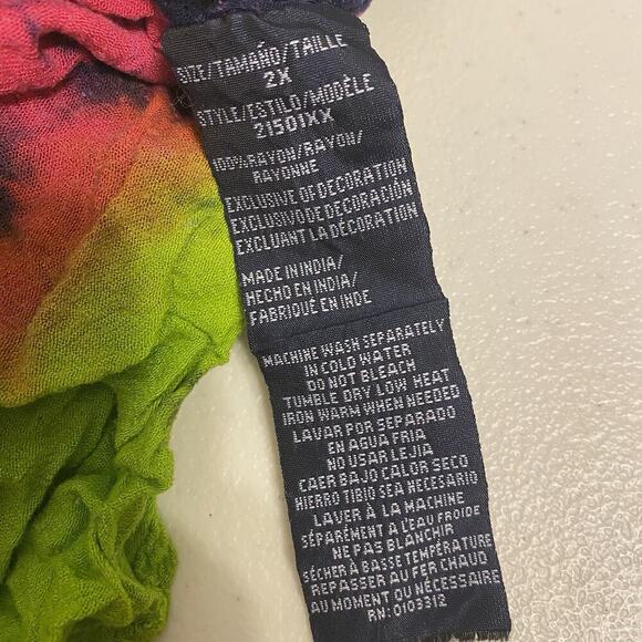 Women 2X Tie Dye Embroidery Colorful Mumu House Dress Tropical Beach Hawaiian - Picture 6 of 11